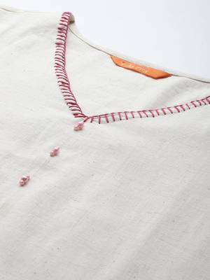 Women Floral Printed Regular Thread Work Pure Cotton Kurta with Palazzos 5