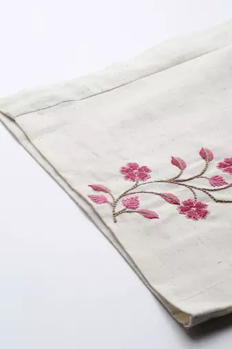 Women Floral Printed Regular Thread Work Pure Cotton Kurta with Palazzos