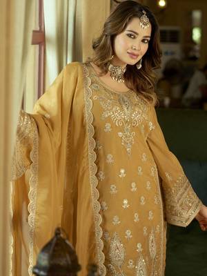 Women Ethnic Motifs Embroidered Sequinned Kurta with Trousers & With Dupatta 2