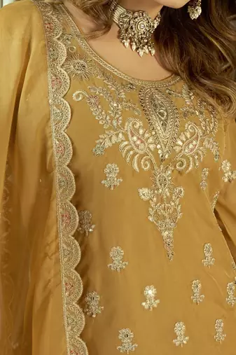 Women Ethnic Motifs Embroidered Sequinned Kurta with Trousers & With Dupatta