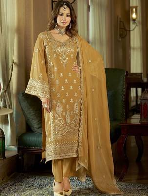 Women Ethnic Motifs Embroidered Sequinned Kurta with Trousers & With Dupatta 1