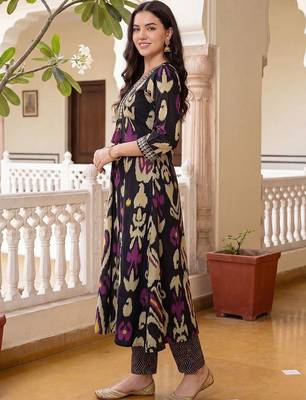 Women Ethnic Motifs Printed Regular Thread Work Pure Cotton Kurta with Trousers & With Dupatta 4