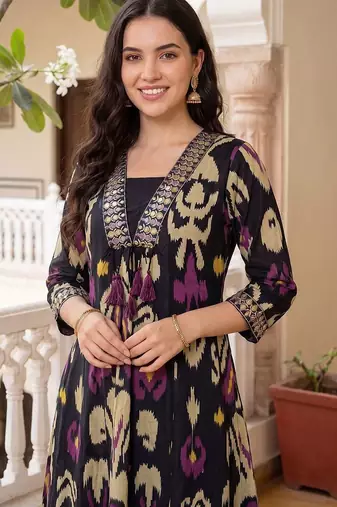 Women Ethnic Motifs Printed Regular Thread Work Pure Cotton Kurta with Trousers & With Dupatta
