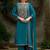 Floral Embroidered A-Line Round Neck Beads & Stones Kurta With Trousers & Dupatta