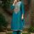 Floral Embroidered A-Line Round Neck Beads & Stones Kurta With Trousers & Dupatta