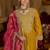 Ethnic Motifs Embroidered A-Line Bandhani Zari Kurta With Trousers & Dupatta