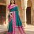 Teal  soft banarasi silk saree with zari weaving  design with contrast blouse