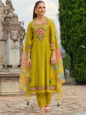 Women Embroidered Kurta with Trousers & Dupatta 2