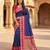Blue soft banarasi silk saree with zari weaving  design with contrast blouse
