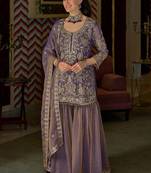 Women Ethnic Motifs Embroidered Regular Thread Work Kurta with Sharara & With Dupatta
