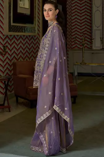 Women Ethnic Motifs Embroidered Regular Thread Work Kurta with Sharara & With Dupatta