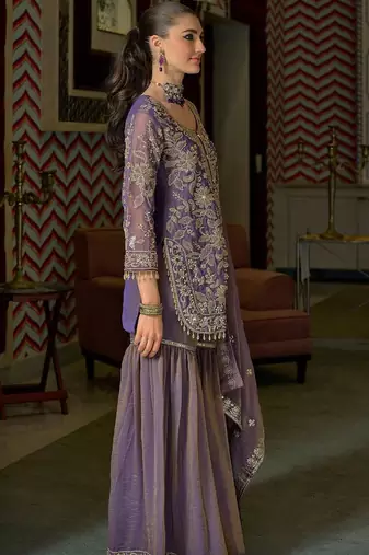 Women Ethnic Motifs Embroidered Regular Thread Work Kurta with Sharara & With Dupatta