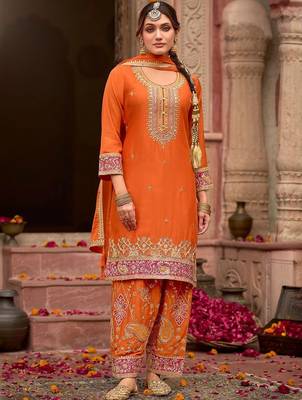 Women Ethnic Motifs Embroidered Regular Kurta with Patiala & With Dupatta 1