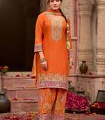 Women Ethnic Motifs Embroidered Regular Kurta with Patiala & With Dupatta