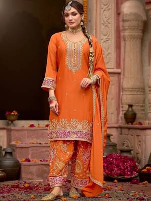 Women Ethnic Motifs Embroidered Regular Kurta with Patiala & With Dupatta 5
