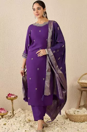 Women Ethnic Motifs Embroidered Regular Kurta with Patiala & Dupatta