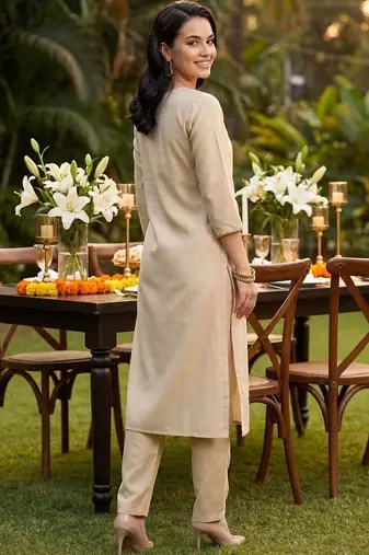 Women Floral Embroidered Regular Thread Work Liva Kurta with Trousers & With Dupatta