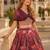 Maroon Silk Free Size Stitched Lehenga Choli with Foil Embroidery & Printed Work