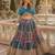 Blue silk blend Free Size Stitched Lehenga Choli with Foil Embroidery & Printed Work