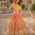 Orange silk blend Free Size Stitched Lehenga Choli with Foil Embroidery & Printed Work