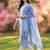 Floral Printed Beads and Stones Linen Straight Kurta with Trouser & Dupatta