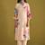 Floral Printed Beads and Stones Linen Straight Kurta with Trouser & Dupatta