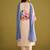 Floral Printed Beads and Stones Linen Straight Kurta with Trouser & Dupatta