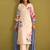 Floral Printed Beads and Stones Linen Straight Kurta with Trouser & Dupatta
