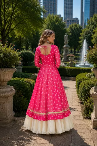 White Cotton Free Size Stitched Navratri Lehenga Choli with Bandhani & Kutchi Patch Work