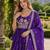 Purple silk blend Free Size Stitched Lehenga Choli with Embroidery & Zari Work