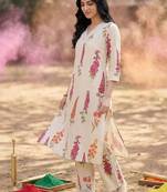Women Floral Printed Regular Pure Cotton Kurta with Trousers