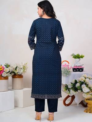 Women Floral Printed Panelled Sequinned Pure Cotton Kurta with Trousers & With Dupatta 5