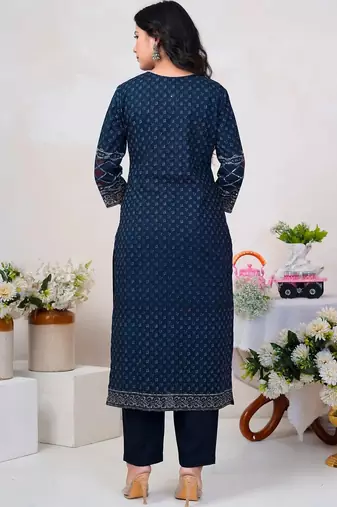 Women Floral Printed Panelled Sequinned Pure Cotton Kurta with Trousers & With Dupatta
