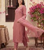 Women Ethnic Motifs Embroidered Regular Chikankari Kurta with Trousers & With Dupatta