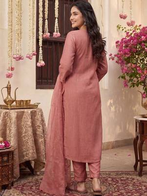 Women Ethnic Motifs Embroidered Regular Chikankari Kurta with Trousers & With Dupatta 4