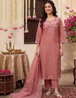 Women Ethnic Motifs Embroidered Regular Chikankari Kurta with Trousers & With Dupatta 6