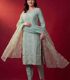 Women Ethnic Motifs Embroidered Regular Thread Work Kurta with Trousers & With Dupatta