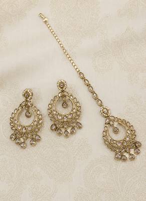 Modern flower and oval shape antique gold plated choker jewellery set for women 4