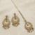 Modern flower and oval shape antique gold plated choker jewellery set for women