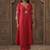 Floral Embroidered V-Neck Thread Work Straight Kurta With Trousers
