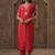 Floral Embroidered V-Neck Thread Work Straight Kurta With Trousers