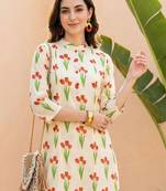 Women Floral Printed Regular Pure Cotton Kurta with Trousers