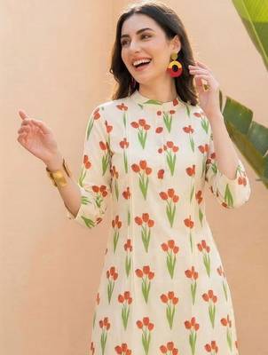 Women Floral Printed Regular Pure Cotton Kurta with Trousers 2