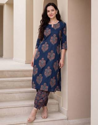 Women Floral Printed Regular Pure Cotton Kurta with Salwar 1