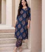 Women Floral Printed Regular Pure Cotton Kurta with Salwar