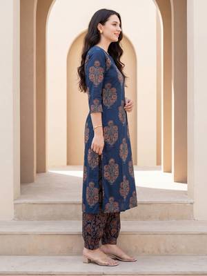 Women Floral Printed Regular Pure Cotton Kurta with Salwar 3