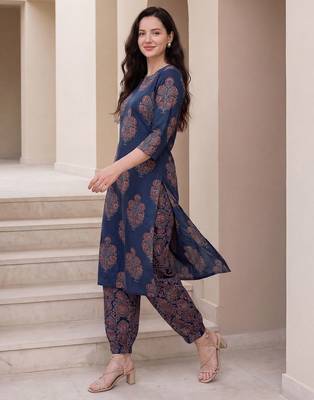 Women Floral Printed Regular Pure Cotton Kurta with Salwar 4
