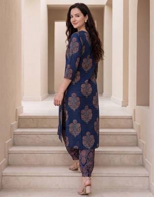 Women Floral Printed Regular Pure Cotton Kurta with Salwar 5