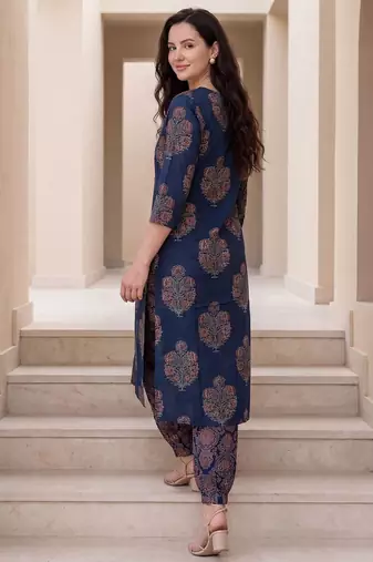 Women Floral Printed Regular Pure Cotton Kurta with Salwar