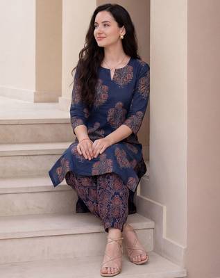 Women Floral Printed Regular Pure Cotton Kurta with Salwar 6